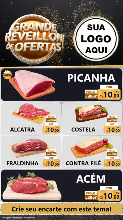 Modelo de TV para TV Vertical com o tema Grande Réveillon de Ofertas para Açougue