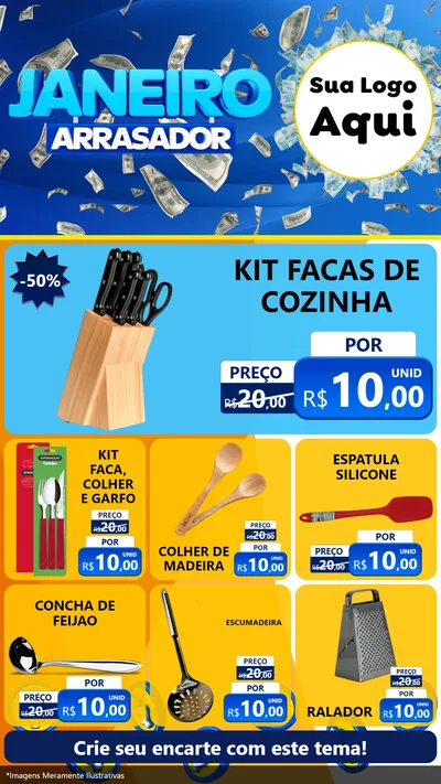 Modelo de Rede Social para Stories com o tema Janeiro Arrasador para Utilidades Domésticas