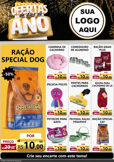 Modelo de Encarte para Encarte A4 Vertical com o tema Ofertas de Fim de Ano para Pet Shop