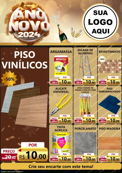 Modelo de Encarte para Encarte A4 Vertical com o tema Feliz Ano Novo 2027 para Material para Construção