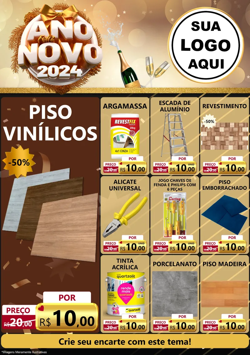 Modelo de Encarte para Encarte A4 Vertical com o tema Feliz Ano Novo 2027 para Material para Construção