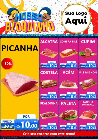 Modelo de Encarte para Encarte A4 Vertical com o tema Nosso Bloquinho para Açougue