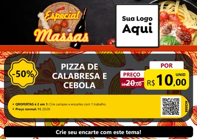 Modelo de Cartaz para Cartaz A4 Horizontal com o tema Especial Massas para Pizzaria