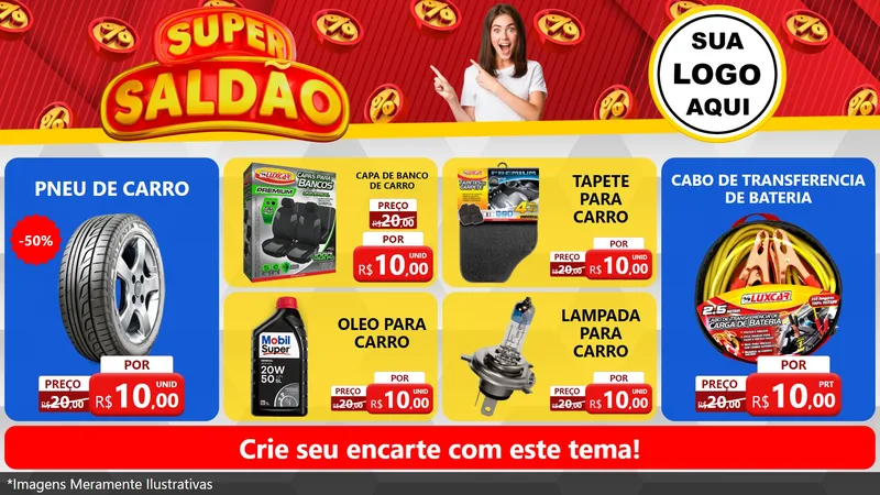 Modelo de TV para TV Horizontal com o tema Super Saldão para Auto peças