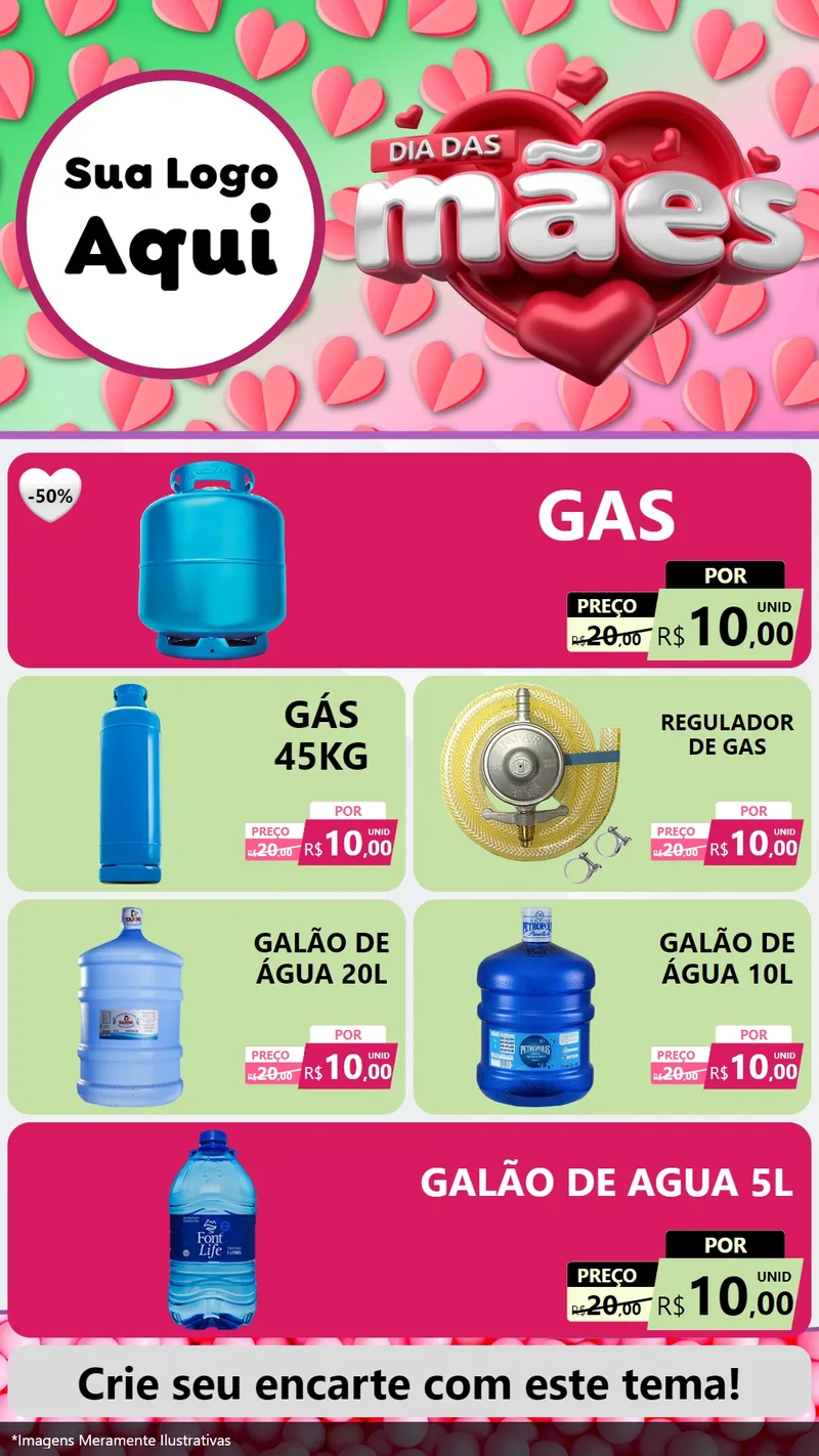 Modelo de TV para TV Vertical com o tema Dia das Mães para Água e gás