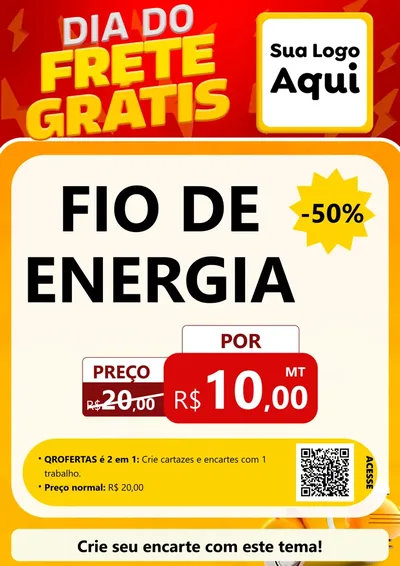 Modelo de Cartaz para Cartaz A4 Vertical com o tema Dia do Frete Grátis para Materiais Elétricos