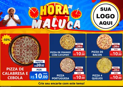 Modelo de Encarte para Encarte A4 Horizontal com o tema Hora Maluca para Pizzaria