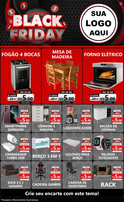 Modelo de Encarte para Encarte Grande com o tema Black Friday para Móveis e Eletro