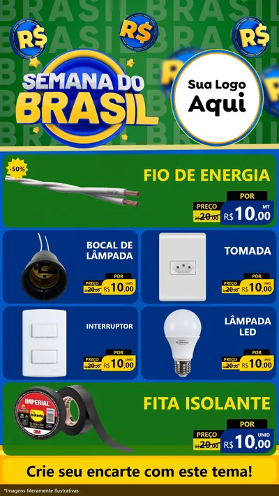 Modelo de TV para TV Vertical com o tema Semana Do Brasil para Materiais Elétricos