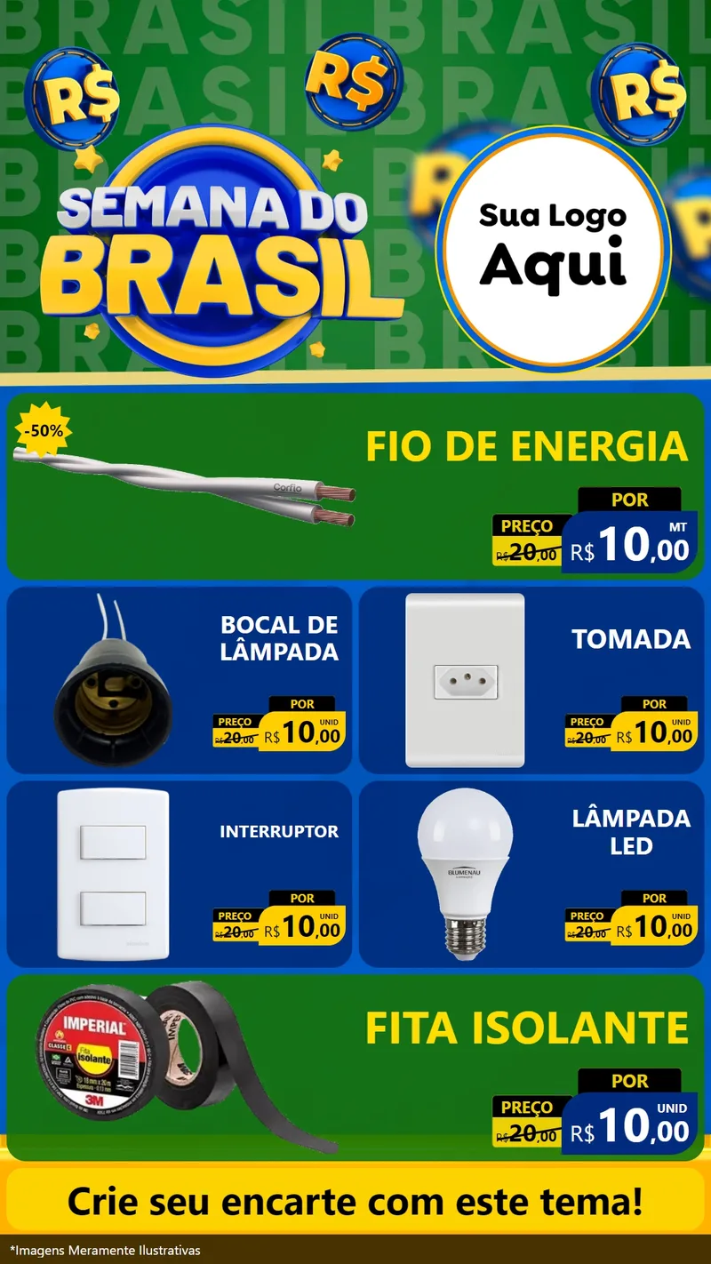 Modelo de TV para TV Vertical com o tema Semana Do Brasil para Materiais Elétricos