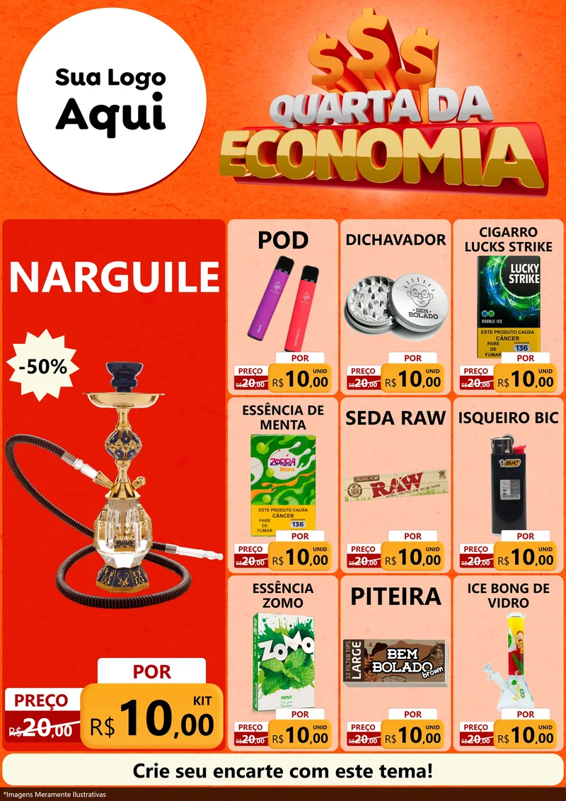 Modelo de Encarte para Encarte A4 Vertical com o tema Quarta da Economia para Tabacaria