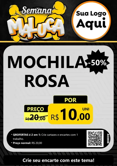 Modelo de Cartaz para Cartaz A4 Vertical com o tema Semana Maluca para Papelaria