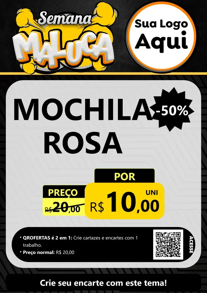 Modelo de Cartaz para Cartaz A4 Vertical com o tema Semana Maluca para Papelaria