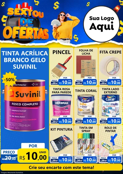 Modelo de Encarte para Encarte A4 Vertical com o tema Sextou de Ofertas para Tintas e Ferramentas