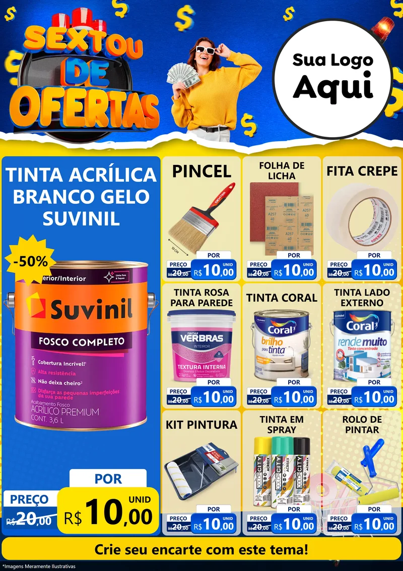 Modelo de Encarte para Encarte A4 Vertical com o tema Sextou de Ofertas para Tintas e Ferramentas