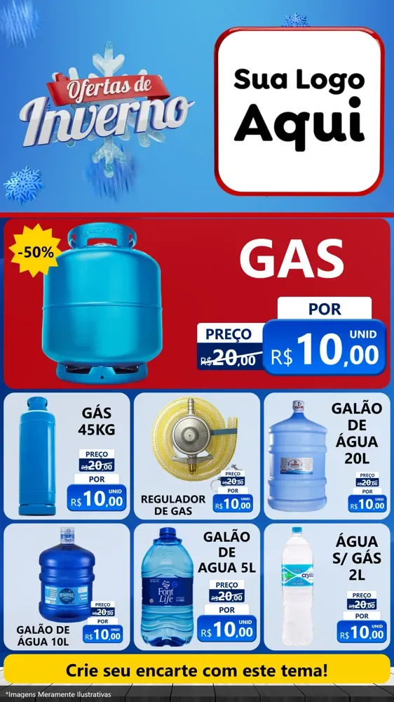 Modelo de Rede Social para Stories com o tema Ofertas de Inverno para Água e gás