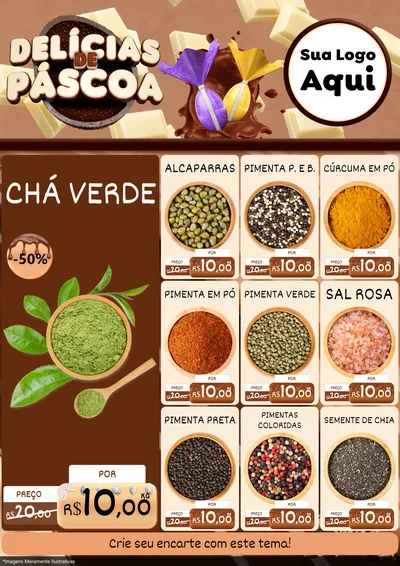 Modelo de Encarte para Encarte A4 Vertical com o tema Delícias de Páscoa para Produtos Naturais
