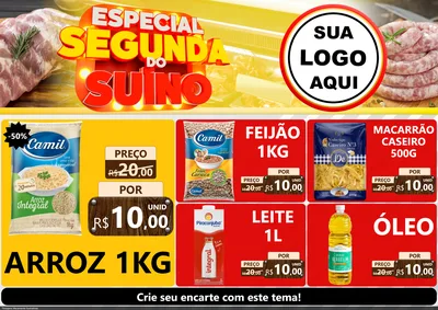 Modelo de Encarte para Encarte A4 Horizontal com o tema Especial Segunda do Suíno