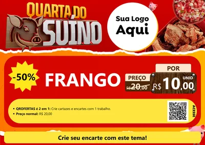 Modelo de Cartaz para Cartaz A4 Horizontal com o tema Quarta do Suíno para Assados