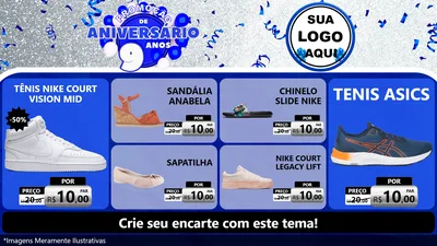 Modelo de TV para TV Horizontal com o tema Promoção de Aniversário - 9 Anos para Calçados