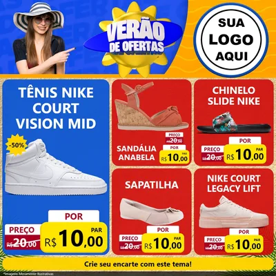 Modelo de Rede Social para Feed Facebook com o tema Verão de Ofertas para Calçados