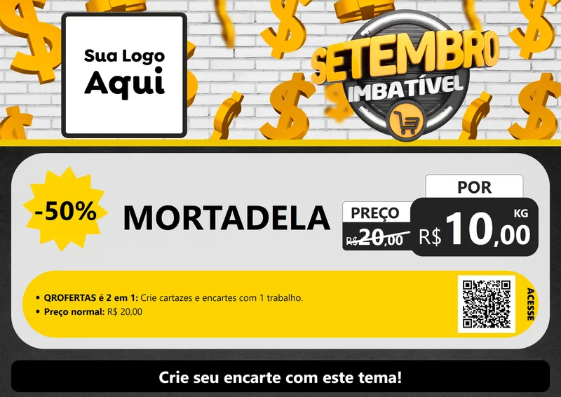 Modelo de Cartaz para Cartaz A4 Horizontal com o tema Setembro Imbatível para Frios e Laticínios