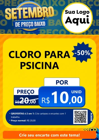 Modelo de Cartaz para Cartaz A4 Vertical com o tema Setembro De Preço Baixo para Produtos para Piscina