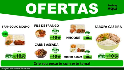 Modelo de TV para TV Horizontal com o tema Ofertas Verde Cartaz para Restaurante