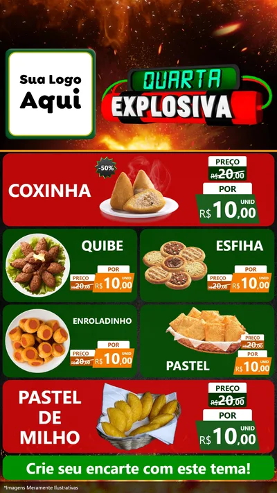 Modelo de TV para TV Vertical com o tema Quarta Explosiva para Salgadaria