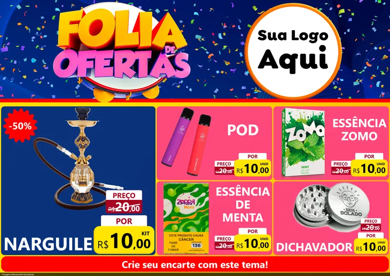 Modelo de Encarte para Encarte A4 Horizontal com o tema Folia de Ofertas para Tabacaria