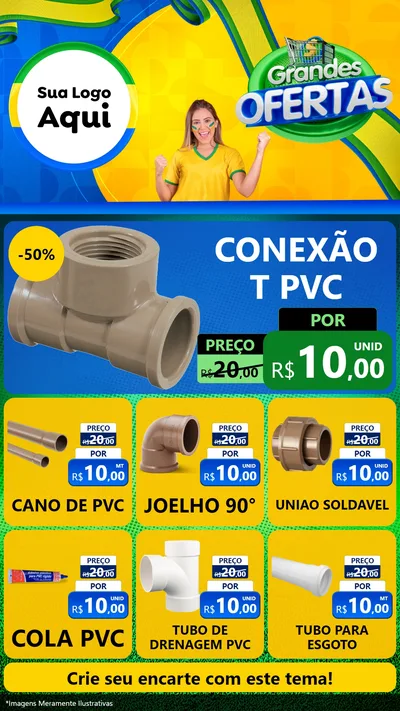 Modelo de Rede Social para Stories com o tema Grandes Ofertas para Tubos e conexões