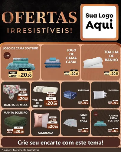 Modelo de Rede Social para Feed Instagram com o tema Ofertas Irresistíveis! para Cama, Mesa e Banho