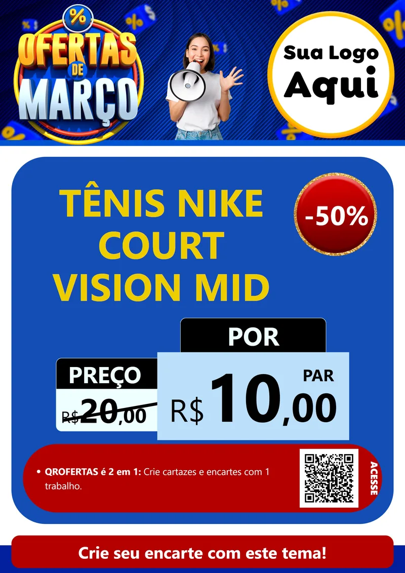 Modelo de Cartaz para Cartaz A4 Vertical com o tema Ofertas de Março para Calçados