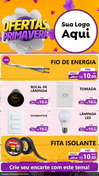 Modelo de TV para TV Vertical com o tema Ofertas Da Primavera para Materiais Elétricos
