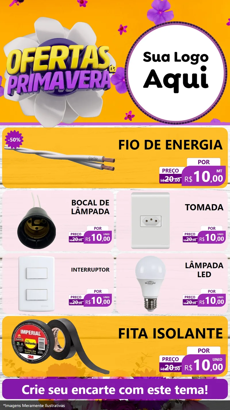 Modelo de TV para TV Vertical com o tema Ofertas Da Primavera para Materiais Elétricos