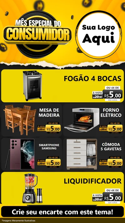 Modelo de TV para TV Vertical com o tema Mês Especial do Consumidor para Móveis e Eletro
