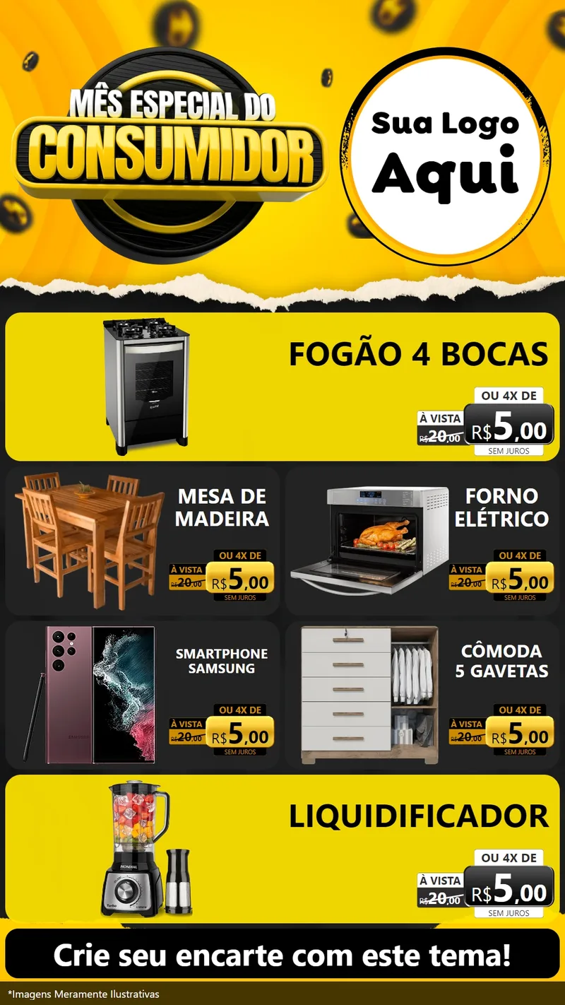 Modelo de TV para TV Vertical com o tema Mês Especial do Consumidor para Móveis e Eletro