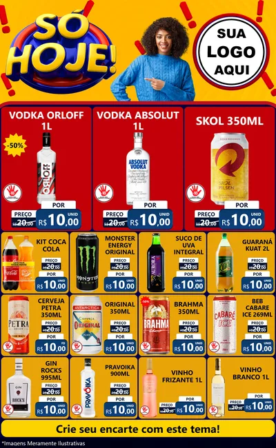 Modelo de Encarte para Encarte Grande com o tema Só Hoje! para Distribuidora de bebidas