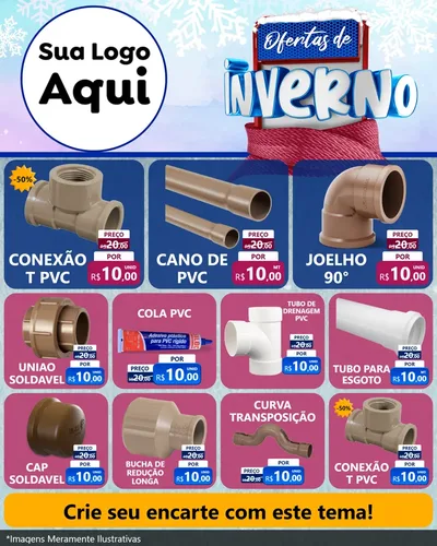 Modelo de Rede Social para Feed Instagram com o tema Ofertas de Inverno para Tubos e conexões