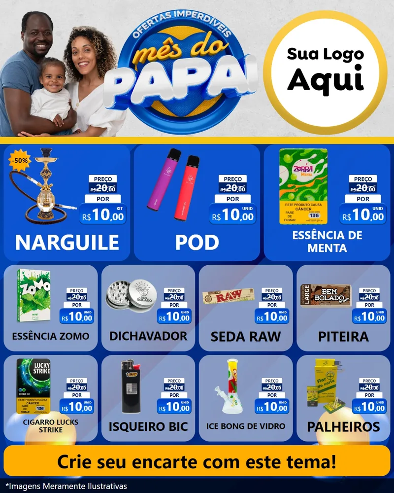 Modelo de Rede Social para Feed Instagram com o tema Ofertas Imperdíveis Mês Do Papai para Tabacaria