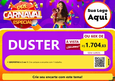 Modelo de Cartaz para Cartaz A4 Horizontal com o tema Pré-Carnaval Especial para Concessionaria de Carros