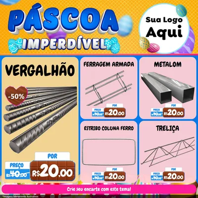 Modelo de Rede Social para Feed Facebook com o tema Páscoa Imperdível para Ferragens