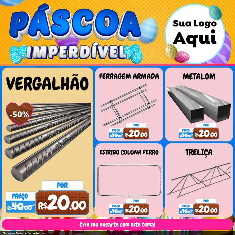 Modelo de Rede Social para Feed Facebook com o tema Páscoa Imperdível para Ferragens