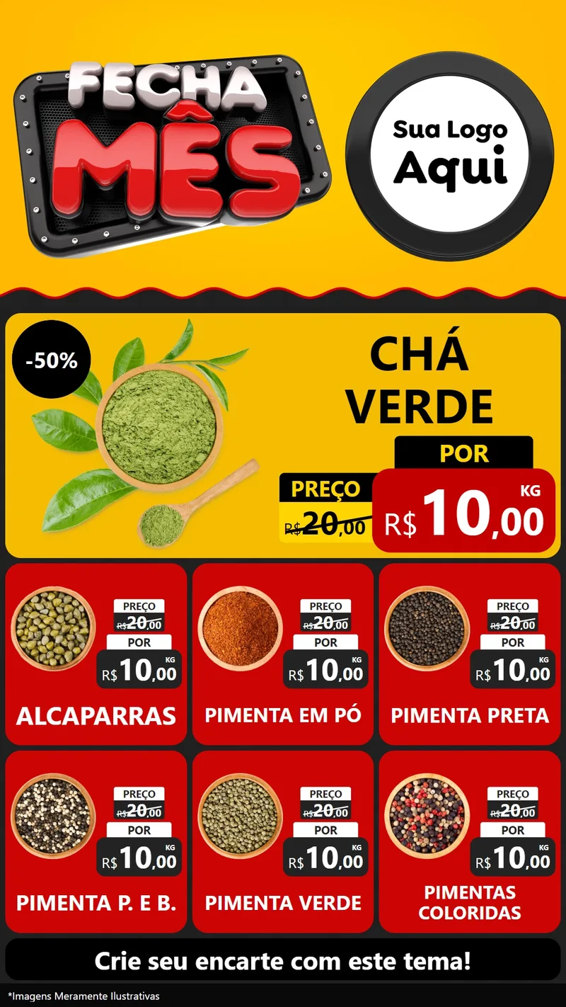 Modelo de Rede Social para Stories com o tema Fecha Mês para Produtos Naturais