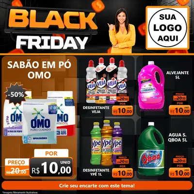 Modelo de Rede Social para Feed Facebook com o tema Black Friday para Produtos de Limpeza