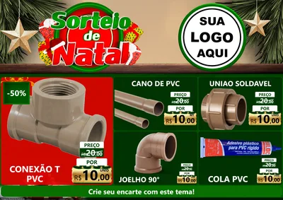 Modelo de Encarte para Encarte A4 Horizontal com o tema Sorteio de Natal para Tubos e conexões