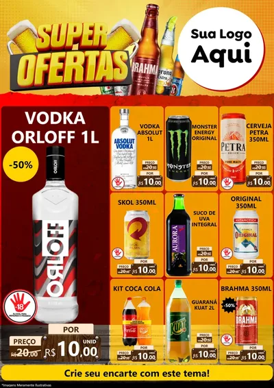 Modelo de Encarte para Encarte A4 Vertical com o tema Super Ofertas para Distribuidora de bebidas