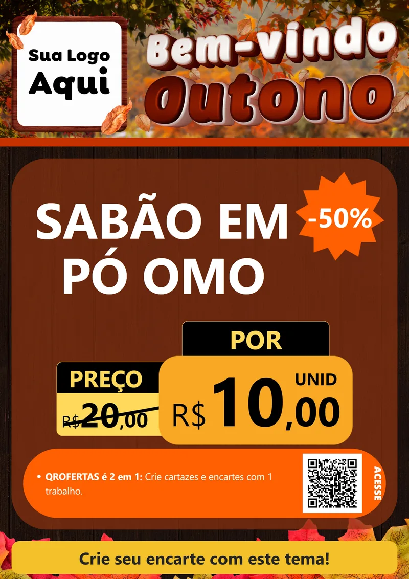 Modelo de Cartaz para Cartaz A4 Vertical com o tema Bem-vindo Outono para Produtos de Limpeza