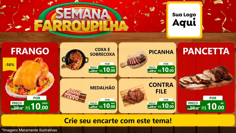 Modelo de TV para TV Horizontal com o tema Semana Farroupilha para Assados