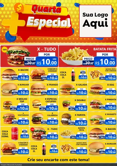 Modelo de Encarte para Encarte A4 Vertical com o tema Quarta Mais Especial para Hamburgueria